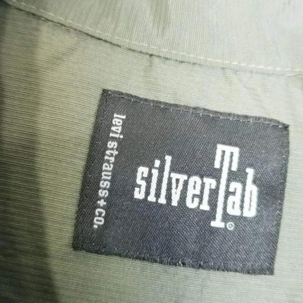 Levi's Silvertab Nylon Shirt Long Sleeve Camp Work Windbreaker Fishing Green‎ XL - Picture 5 of 8